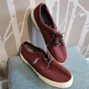 Polo by Ralph Lauren: NWOT Men's Burgundy Canvas Sneakers